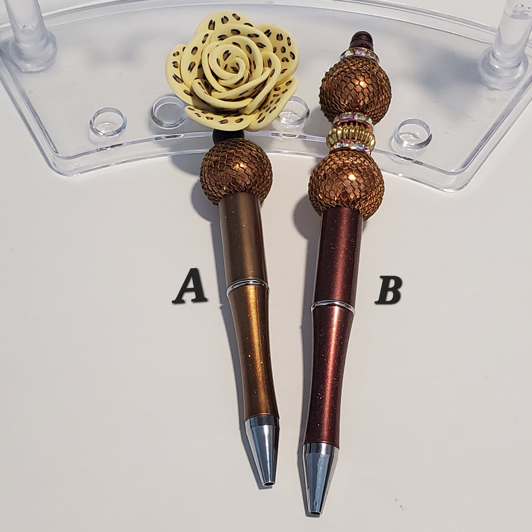 Decorative Sassy Beaded Pen(Browns)