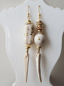 Gold & Cream Coco Stick Earrings