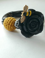 Load image into Gallery viewer, The Black Rose &amp; Bee Bracelet
