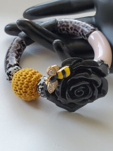 The Black Rose & Bee Bracelet