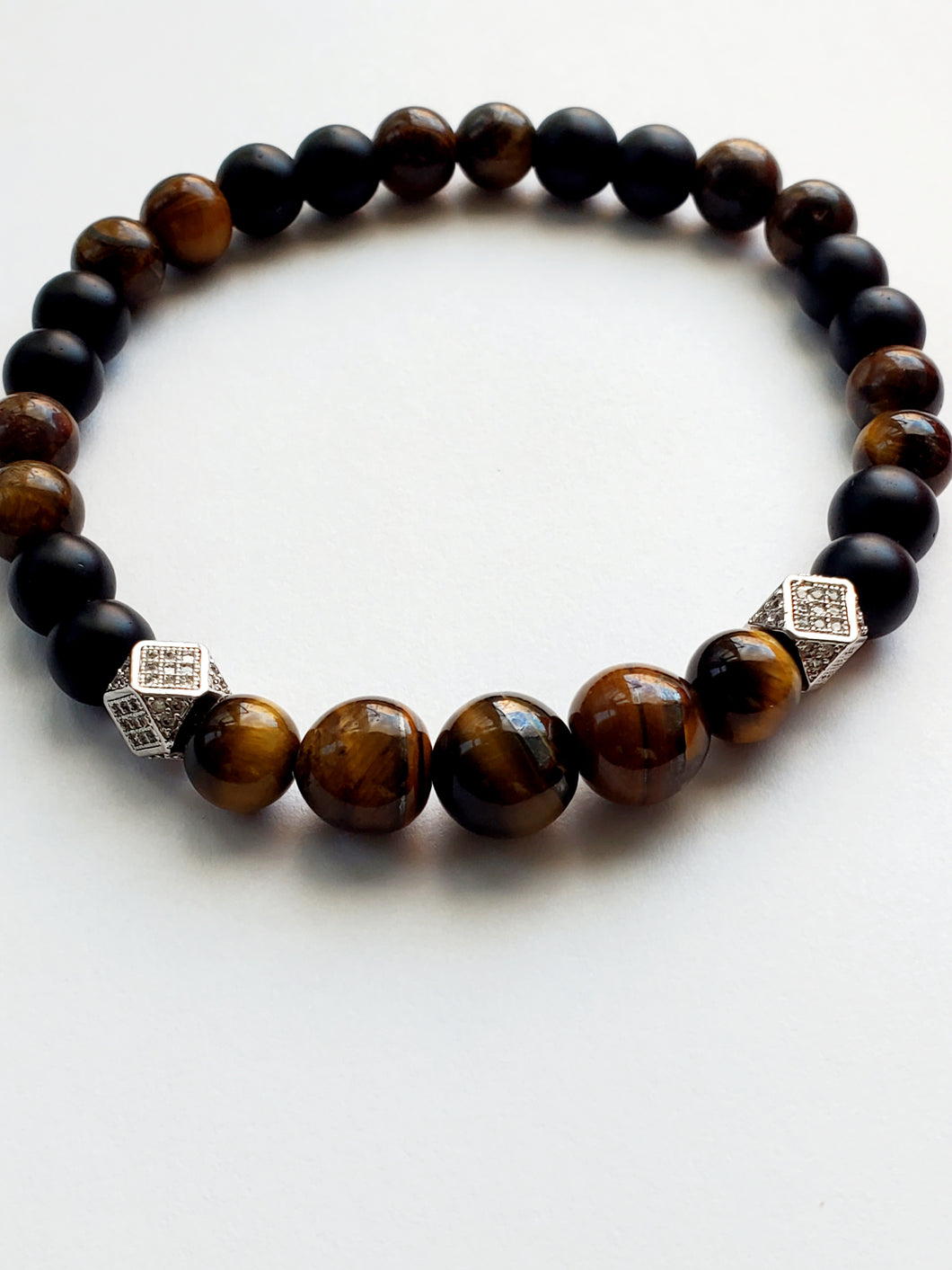 Men's Tiger Eye & Matt Beaded Bracelet