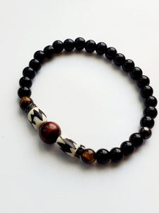 Men's 8mm Onyx Tiger Eye Bracelet Style#13