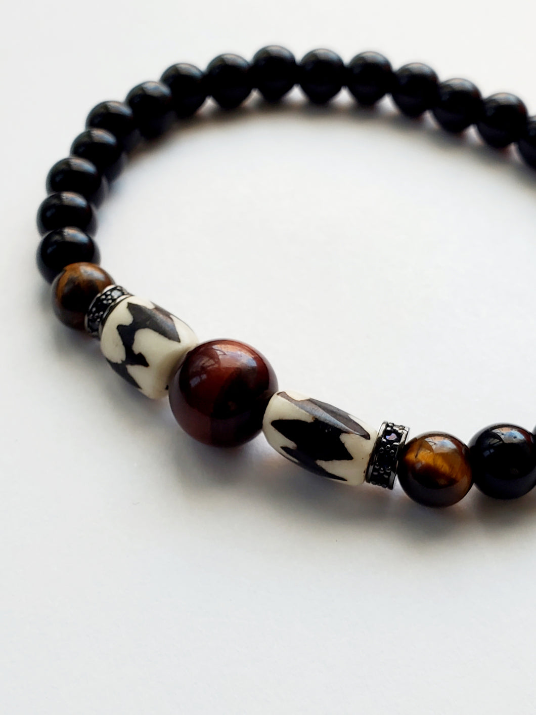 Men's 8mm Onyx Tiger Eye Bracelet Style#13