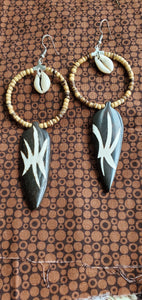 Batik Bone Hoop Earrings & Jasper Necklace Set