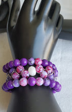 Load image into Gallery viewer, 3pc Double Strand Purple Mix Bracelets
