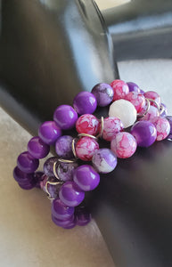 3pc Double Strand Purple Mix Bracelets