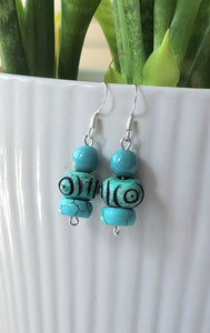 Dainty Bone Bead Earrings