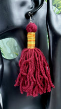 Load image into Gallery viewer, Maroon/Golden Yellow Tassel Earrings
